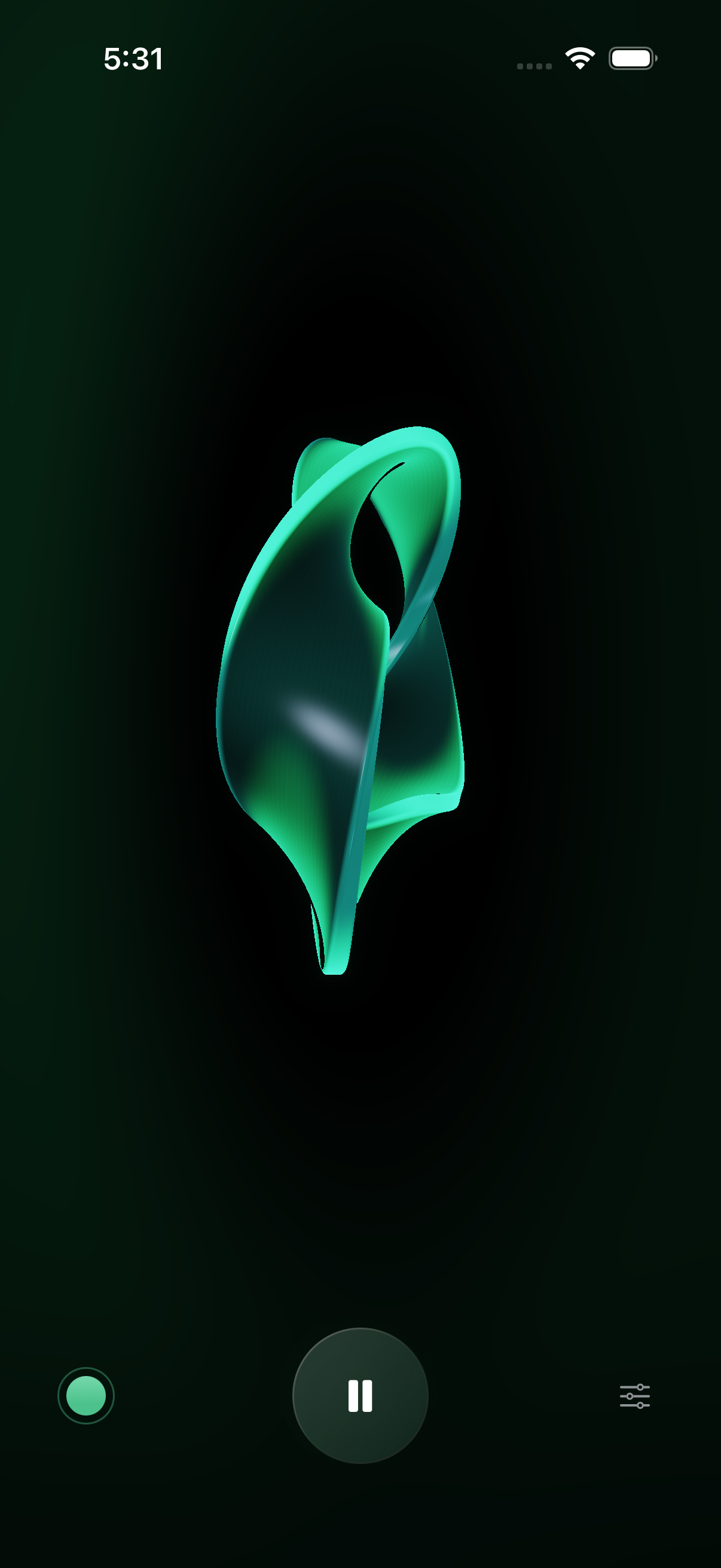 NoiseWeave on iPhone, showing its ribbon and simple playback controls.