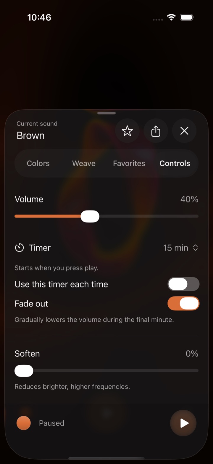 Controls with a 15 minute Timer, Use this timer each time and Fade out